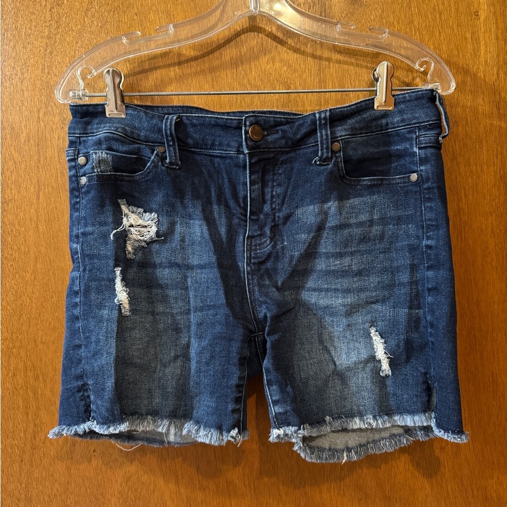 Liverpool Jeans Company Dark Blue Distressed Jean Shorts